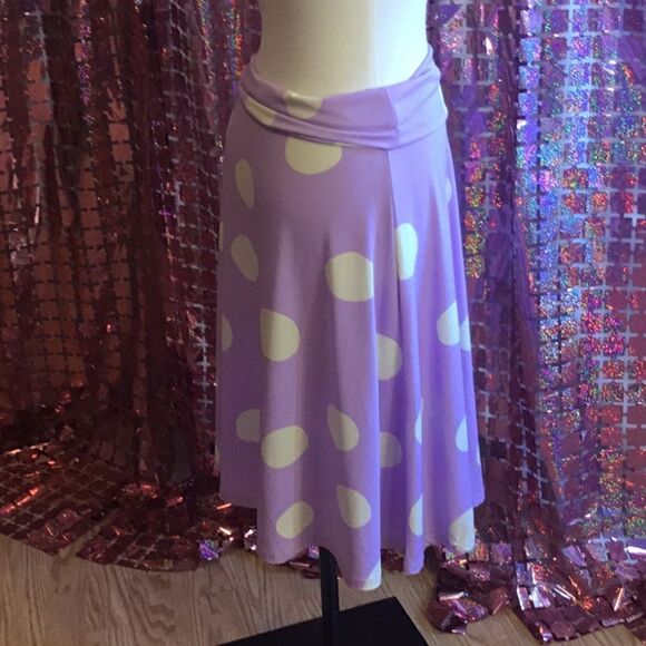 LULAROE AZURE skirt in purple & white polka dots, size medium - Picture 9 of 12